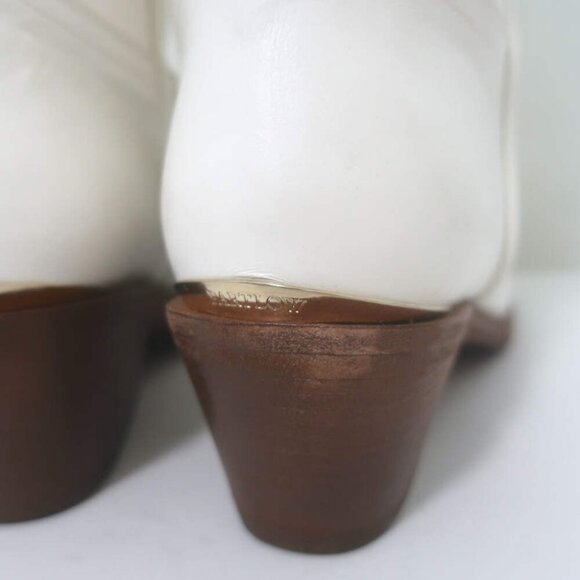 Partlow Abigail 55 Metallic-Embroidered Cowboy Boots White Leather Size 39 - Picture 15 of 16